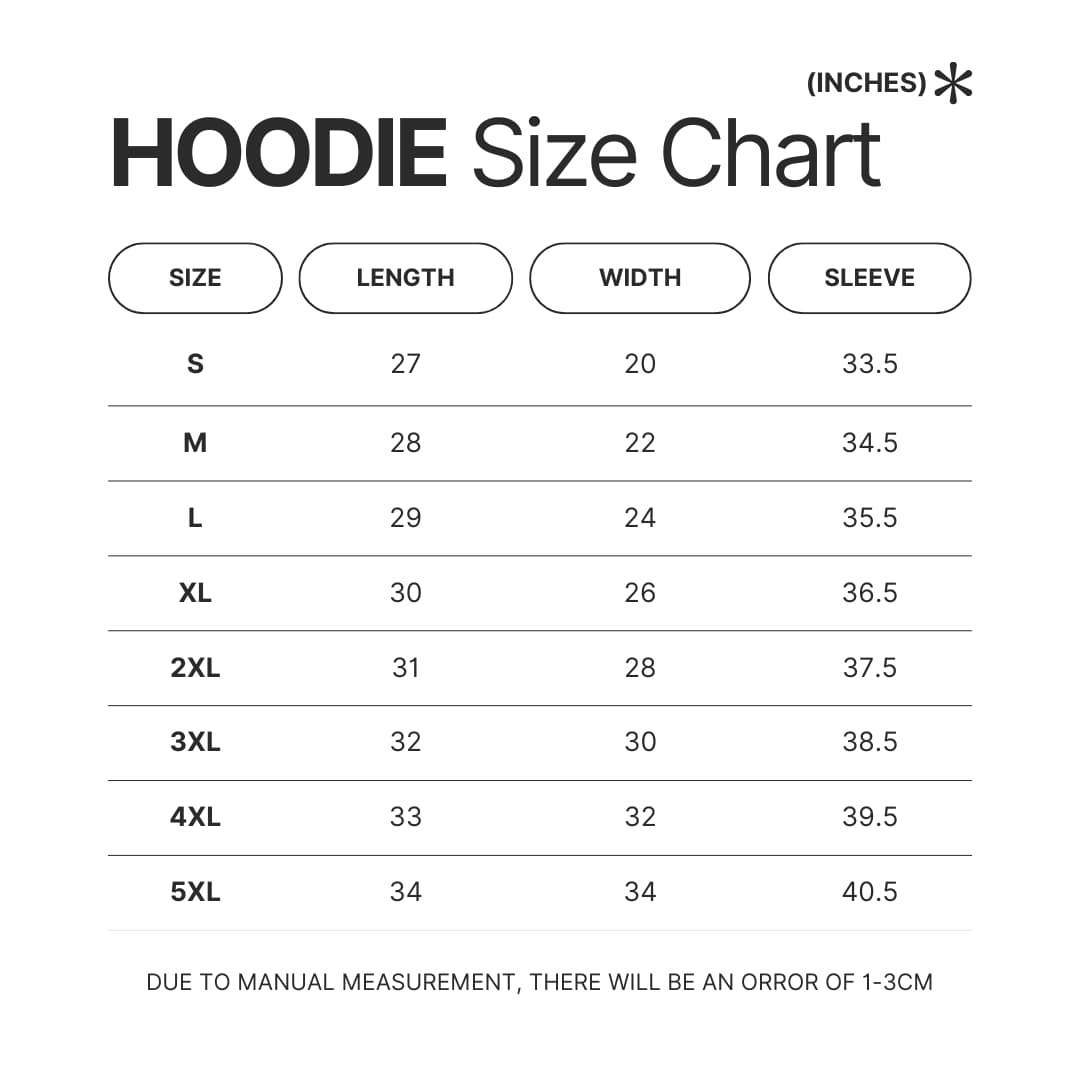 Hoodie Size Chart - Clash Of Clans Merch