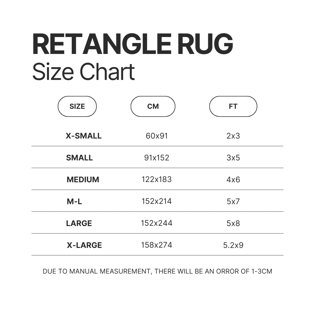 Retangle Rug Size Chart - Clash Of Clans Merch