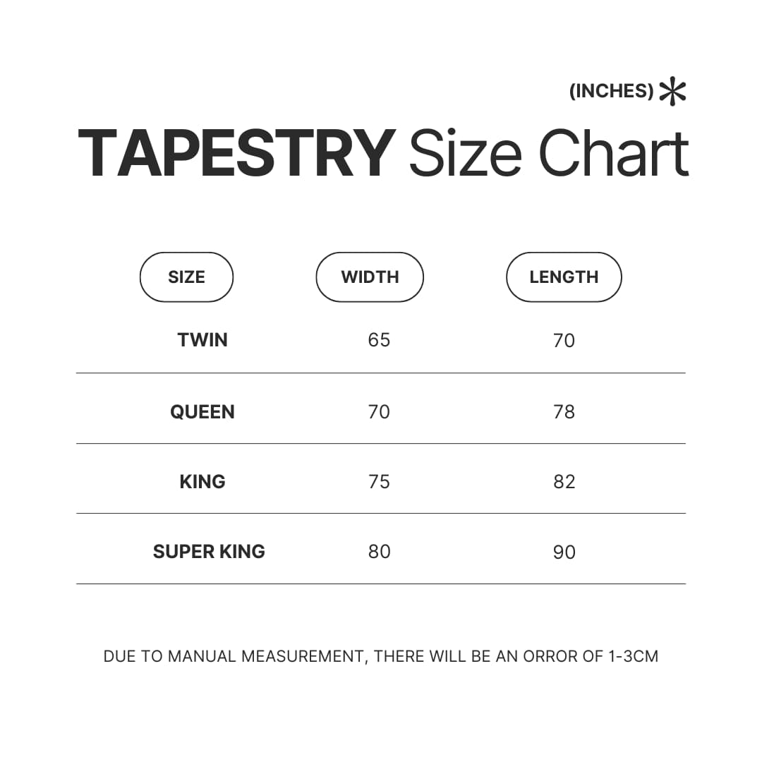 Tapestry Size Chart - Clash Of Clans Merch