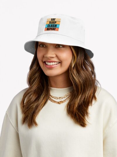 3D Design - Eat Sleep Clash Repeat - Funny Bucket Hat Official Clash Of Clans Merch