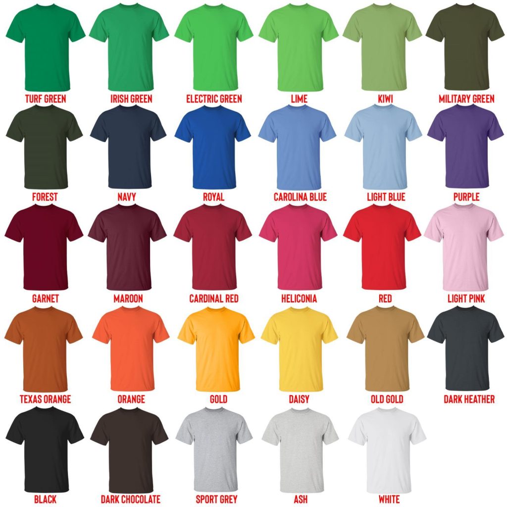 t shirt color chart - Clash Of Clans Merch