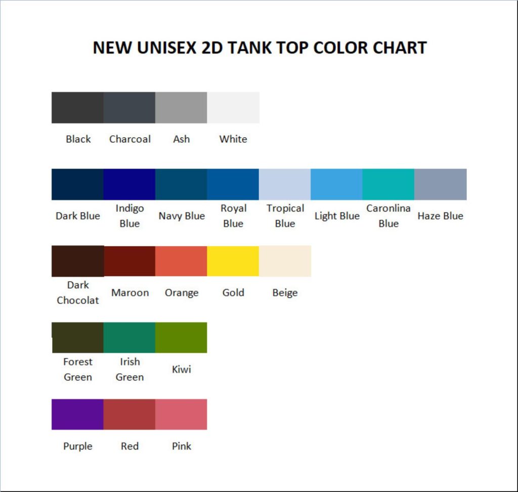 tank top color chart - Clash Of Clans Merch