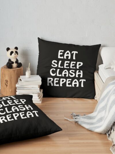Eat Sleep Clash Repeat Funny Gift Throw Pillow Official Clash Of Clans Merch