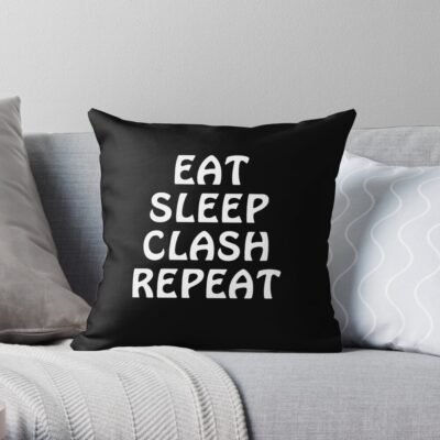 Eat Sleep Clash Repeat Funny Gift Throw Pillow Official Clash Of Clans Merch