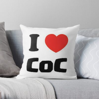 I Love Coc Art Throw Pillow Official Clash Of Clans Merch