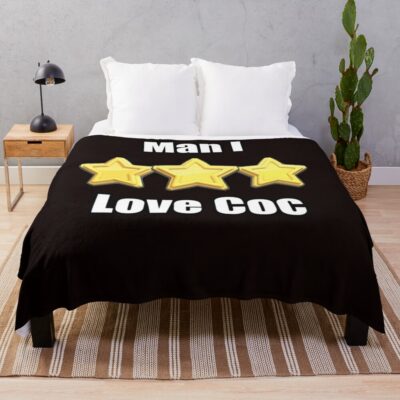 I Love Coc Throw Blanket Official Clash Of Clans Merch