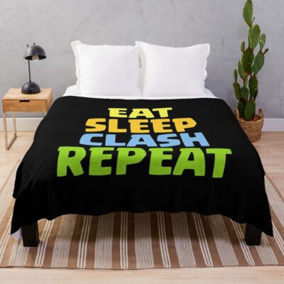 Eat Sleep Clash Repeat Funny Gift Throw Blanket Official Clash Of Clans Merch