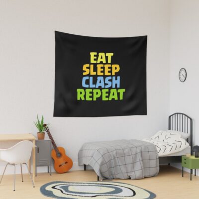 Eat, Sleep, Clash, Repeat Tapestry Official Clash Of Clans Merch