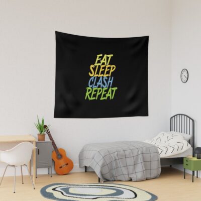 Eat Sleep Clash Repeat Funny Tapestry Official Clash Of Clans Merch